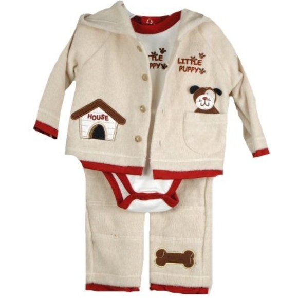 Petite Bears - Infant Boy's Fleece Puppy Pant Set - Picture 1 of 1